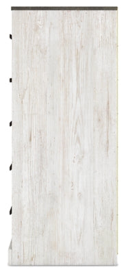 Ashley Shawburn Whitewash Charcoal Gray 5 Drawer Chest