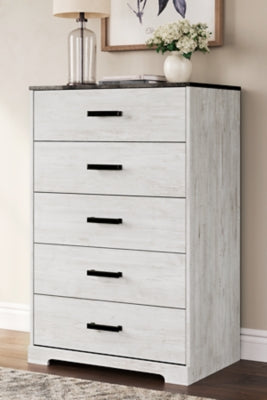 Ashley Shawburn Whitewash Charcoal Gray 5 Drawer Chest