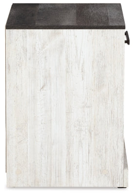 Ashley Shawburn Whitewash Charcoal Gray 1 Drawer Nightstand