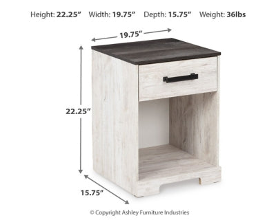 Ashley Shawburn Whitewash Charcoal Gray 1 Drawer Nightstand