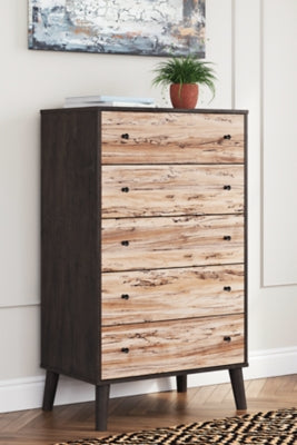 Ashley Piperton Two-Tone Brown Black 5 Drawer Chest
