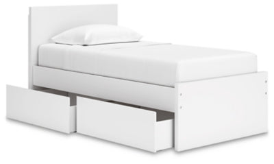 Ashley Onita White Twin Panel Platform Bed with 1 Side Storage