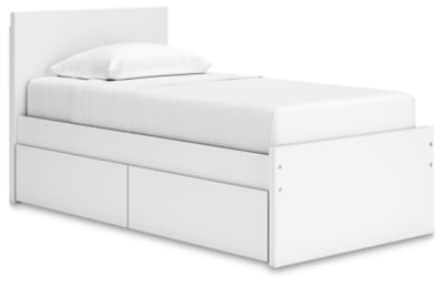Ashley Onita White Twin Panel Platform Bed with 1 Side Storage