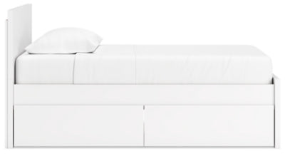 Ashley Onita White Twin Panel Platform Bed with 1 Side Storage