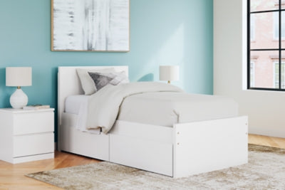 Ashley Onita White Twin Panel Platform Bed with 1 Side Storage
