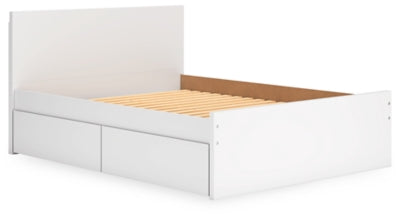 Ashley Onita White Queen Panel Platform Bed with 1 Side Storage