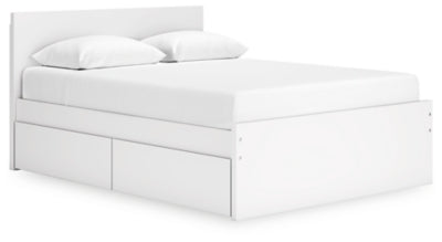 Ashley Onita White Queen Panel Platform Bed with 1 Side Storage