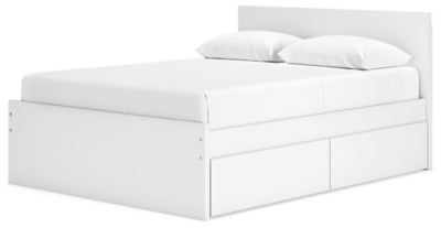 Ashley Onita White Queen Panel Platform Bed with 2 Side Storage