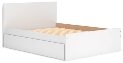 Ashley Onita White Queen Panel Platform Bed with 2 Side Storage