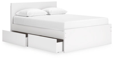 Ashley Onita White Queen Panel Platform Bed with 2 Side Storage