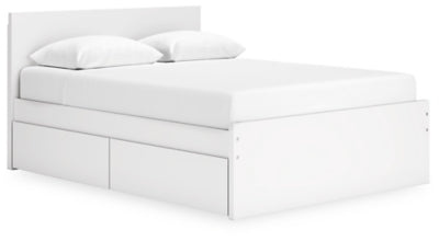 Ashley Onita White Queen Panel Platform Bed with 2 Side Storage