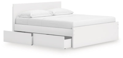 Ashley Onita White King Panel Platform Bed with 2 Side Storage