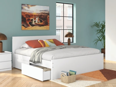 Ashley Onita White King Panel Platform Bed with 2 Side Storage