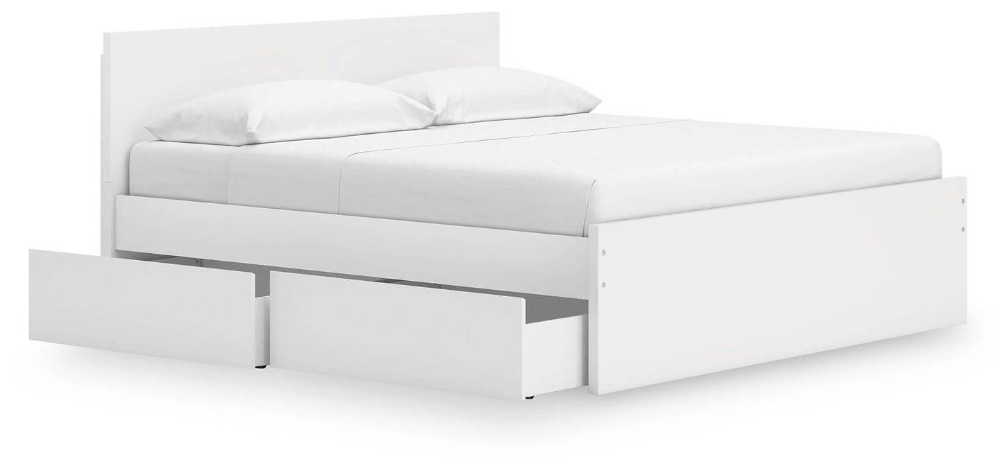 Ashley Onita White King Panel Platform Bed with 2 Side Storage