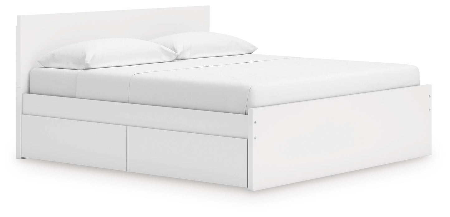 Ashley Onita White King Panel Platform Bed with 2 Side Storage