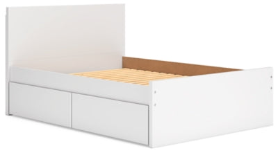 Ashley Onita White Full Panel Platform Bed with 1 Side Storage