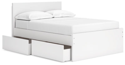 Ashley Onita White Full Panel Platform Bed with 1 Side Storage
