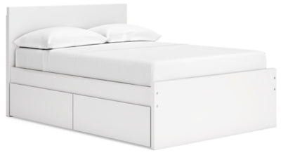 Ashley Onita White Full Panel Platform Bed with 1 Side Storage