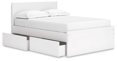 Ashley Onita White Full Panel Platform Bed with 2 Side Storage