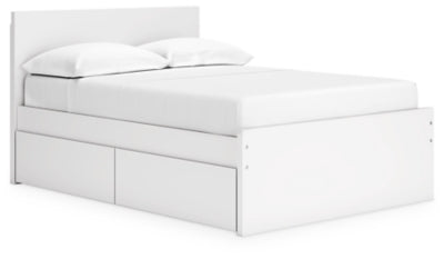 Ashley Onita White Full Panel Platform Bed with 2 Side Storage