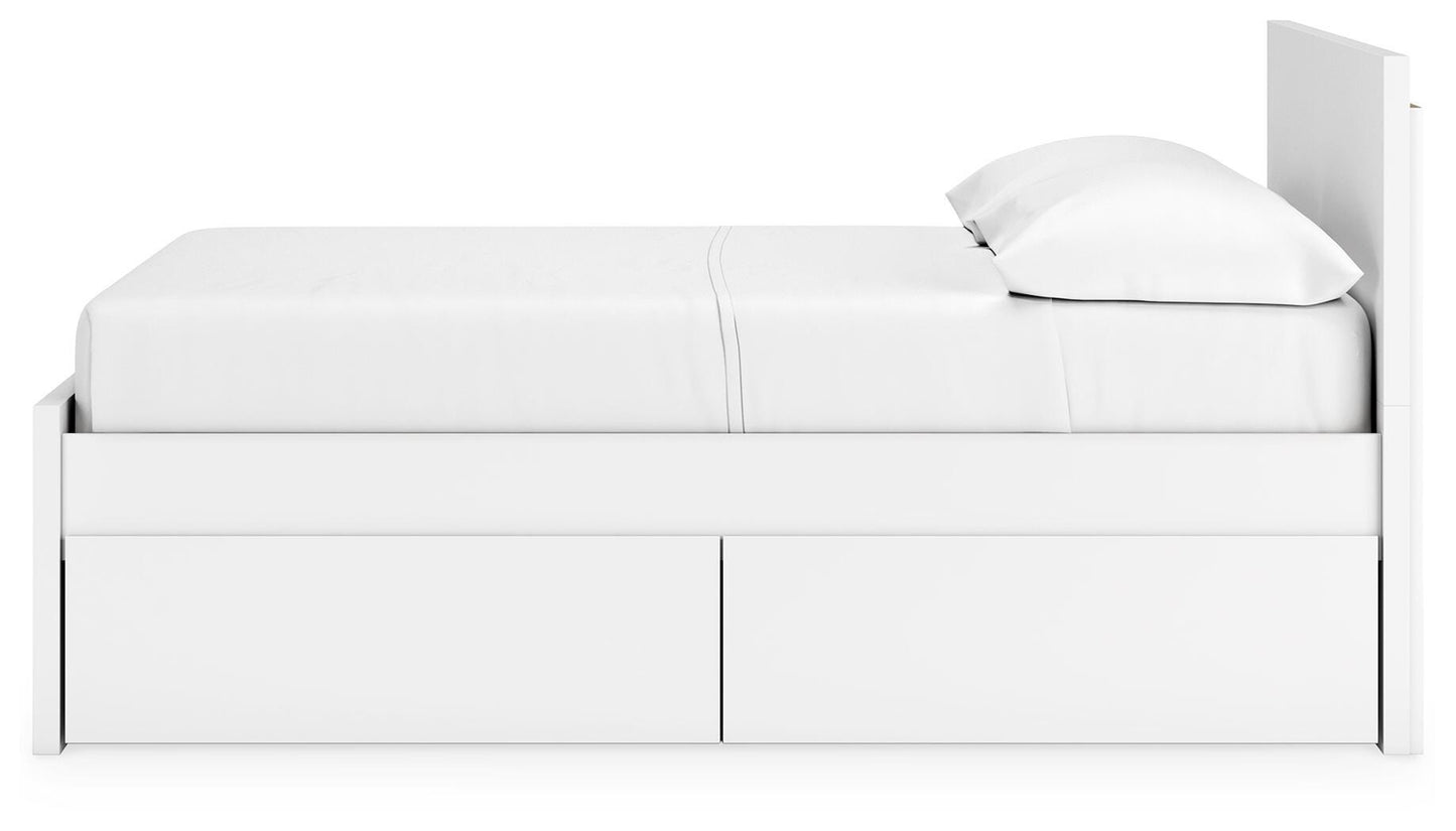 Ashley Onita White Full Panel Platform Bed with 2 Side Storage