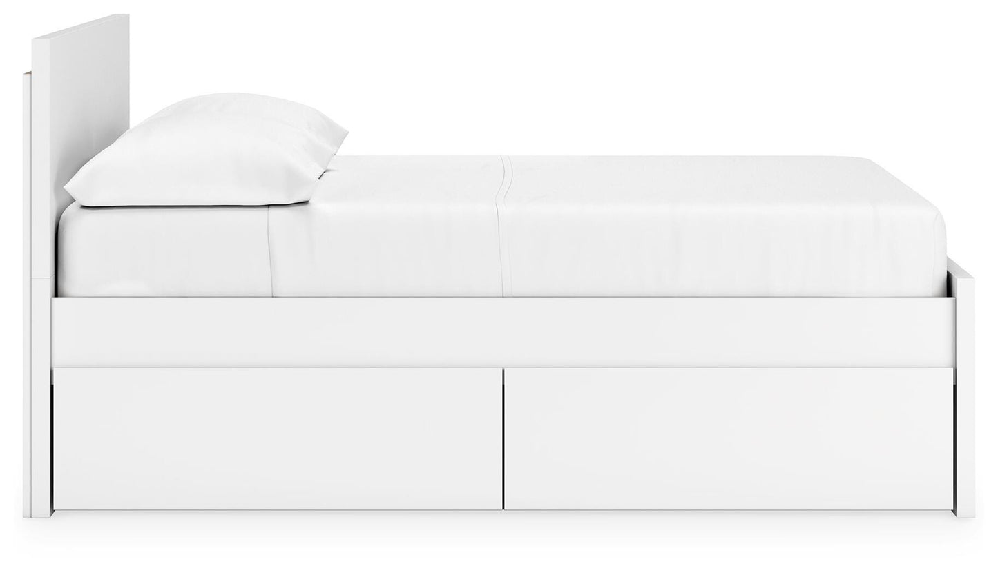 Ashley Onita White Full Panel Platform Bed with 2 Side Storage