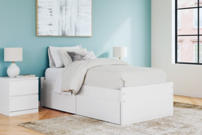 Ashley Onita White Twin Platform Bed with 1 Side Storage