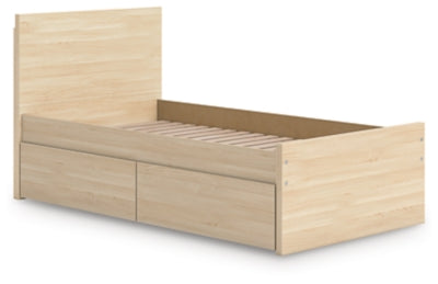 Ashley Onita Natural Twin Panel Platform Bed with 1 Side Storage