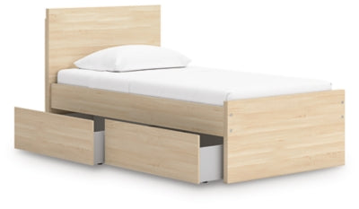 Ashley Onita Natural Twin Panel Platform Bed with 1 Side Storage