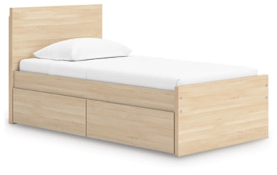 Ashley Onita Natural Twin Panel Platform Bed with 1 Side Storage