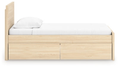 Ashley Onita Natural Twin Panel Platform Bed with 1 Side Storage