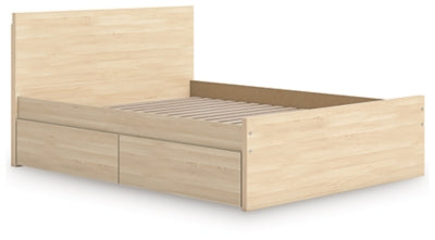 Ashley Onita Natural Queen Panel Platform Bed with 1 Side Storage