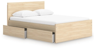 Ashley Onita Natural Queen Panel Platform Bed with 1 Side Storage