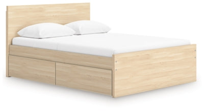 Ashley Onita Natural Queen Panel Platform Bed with 1 Side Storage