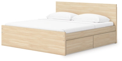 Ashley Onita Natural Queen Panel Platform Bed with 2 Side Storage