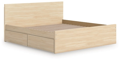 Ashley Onita Natural Queen Panel Platform Bed with 2 Side Storage