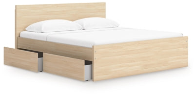 Ashley Onita Natural Queen Panel Platform Bed with 2 Side Storage