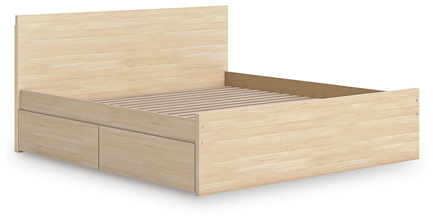 Ashley Onita Natural Queen Panel Platform Bed with 2 Side Storage