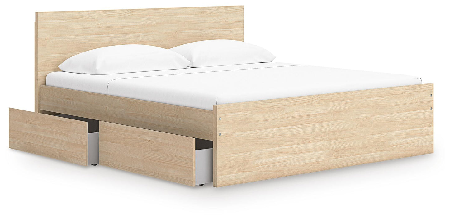Ashley Onita Natural Queen Panel Platform Bed with 2 Side Storage