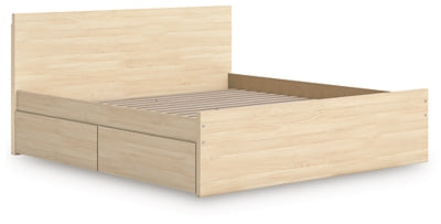 Ashley Onita Natural King Panel Platform Bed with 2 Side Storage