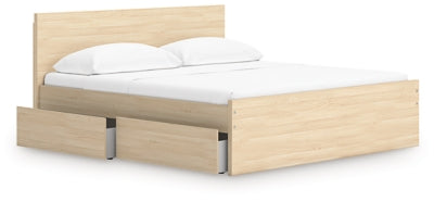 Ashley Onita Natural King Panel Platform Bed with 2 Side Storage