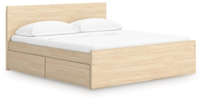 Ashley Onita Natural King Panel Platform Bed with 2 Side Storage