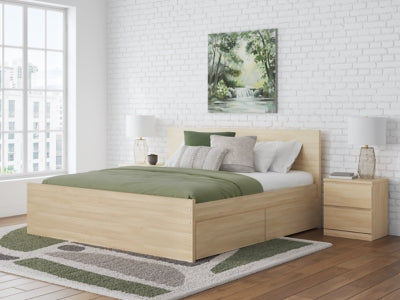 Ashley Onita Natural King Panel Platform Bed with 2 Side Storage