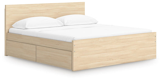 Ashley Onita Natural King Panel Platform Bed with 2 Side Storage