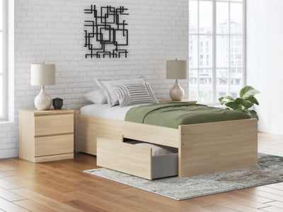 Ashley Onita Natural Twin Platform Bed with 1 Side Storage