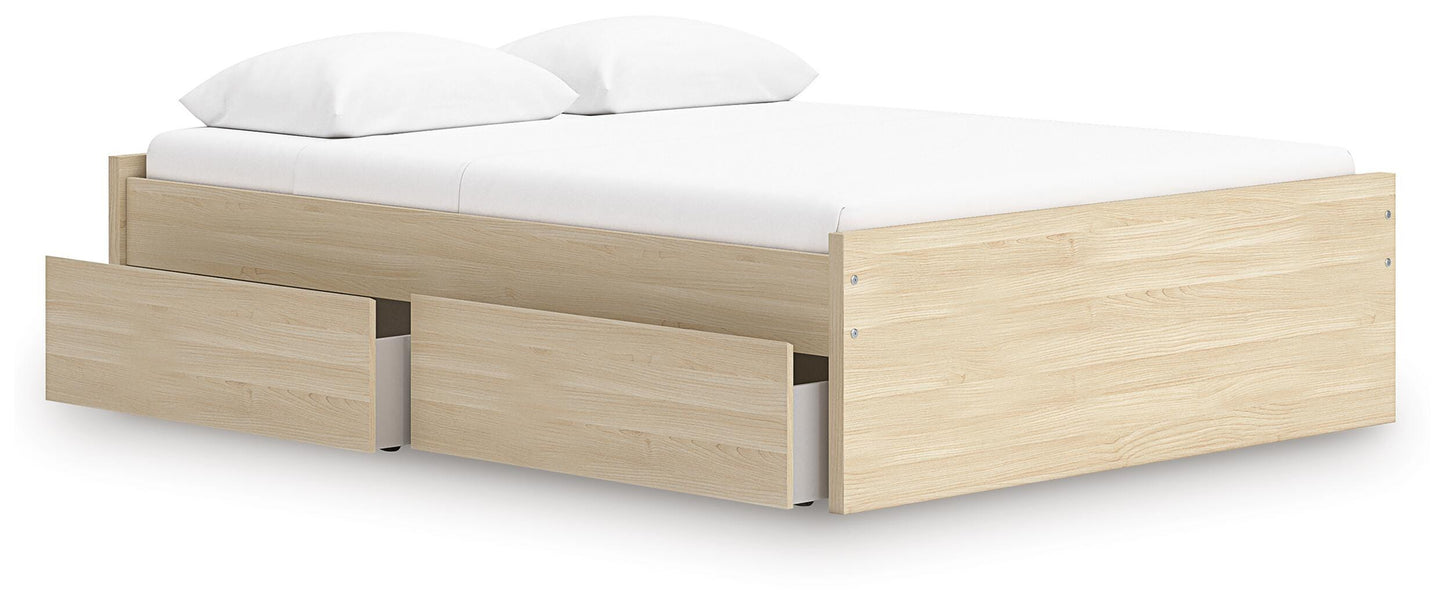 Ashley Onita Natural Queen Platform Bed with 1 Side Storage