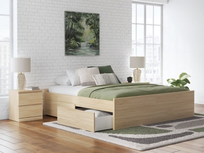 Ashley Onita Natural King Platform Bed with 1 Side Storage