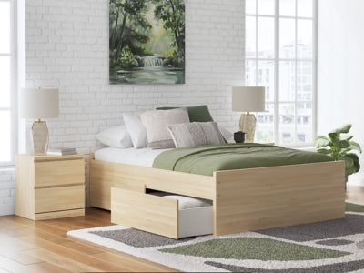 Ashley Onita Natural Full Platform Bed with 1 Side Storage