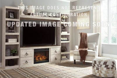 Ashley Willowton Whitewash 3-Piece Entertainment Center with Electric Fireplace