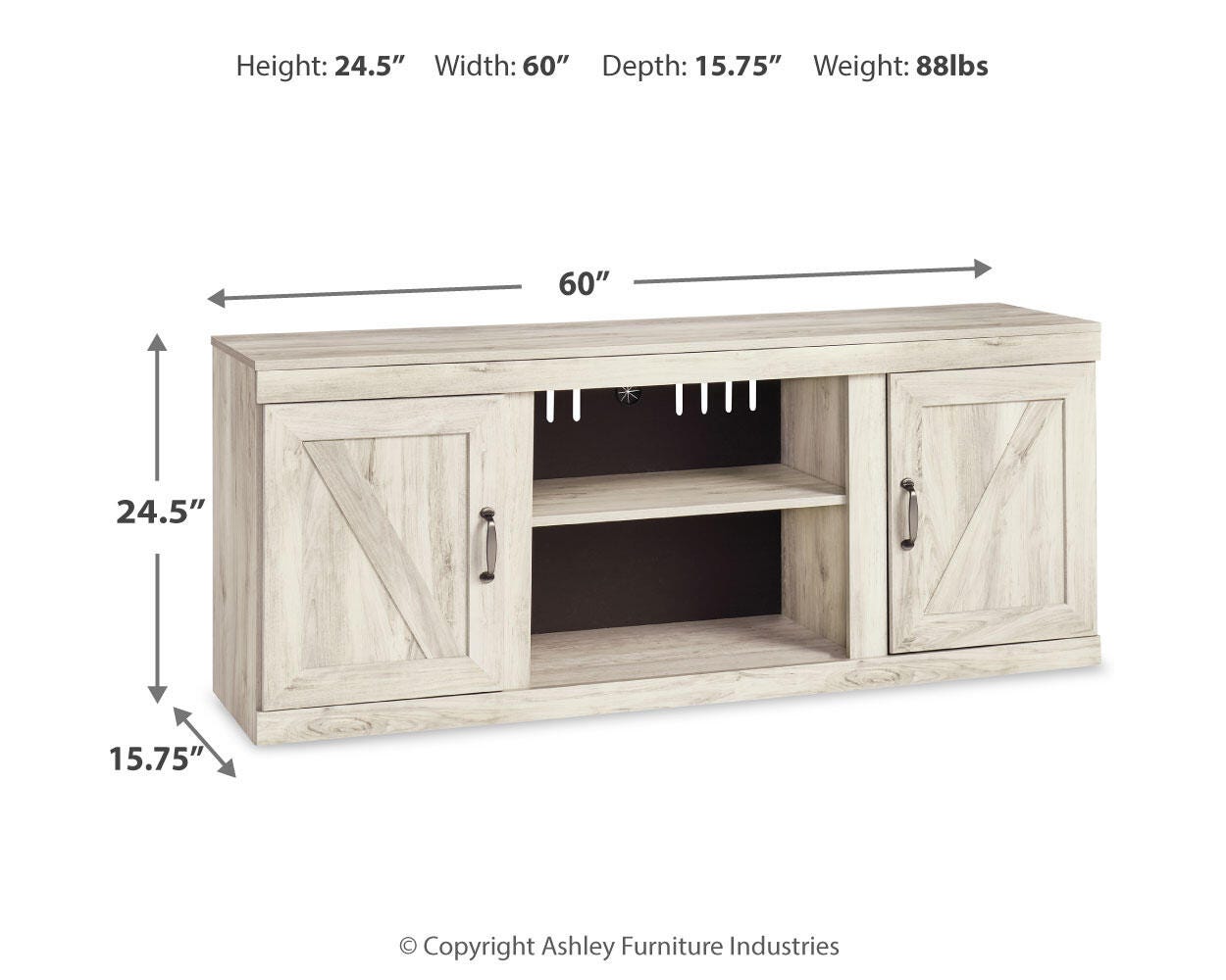 Ashley Bellaby Whitewash 4-Piece Entertainment Center with Electric Infrared Fireplace
